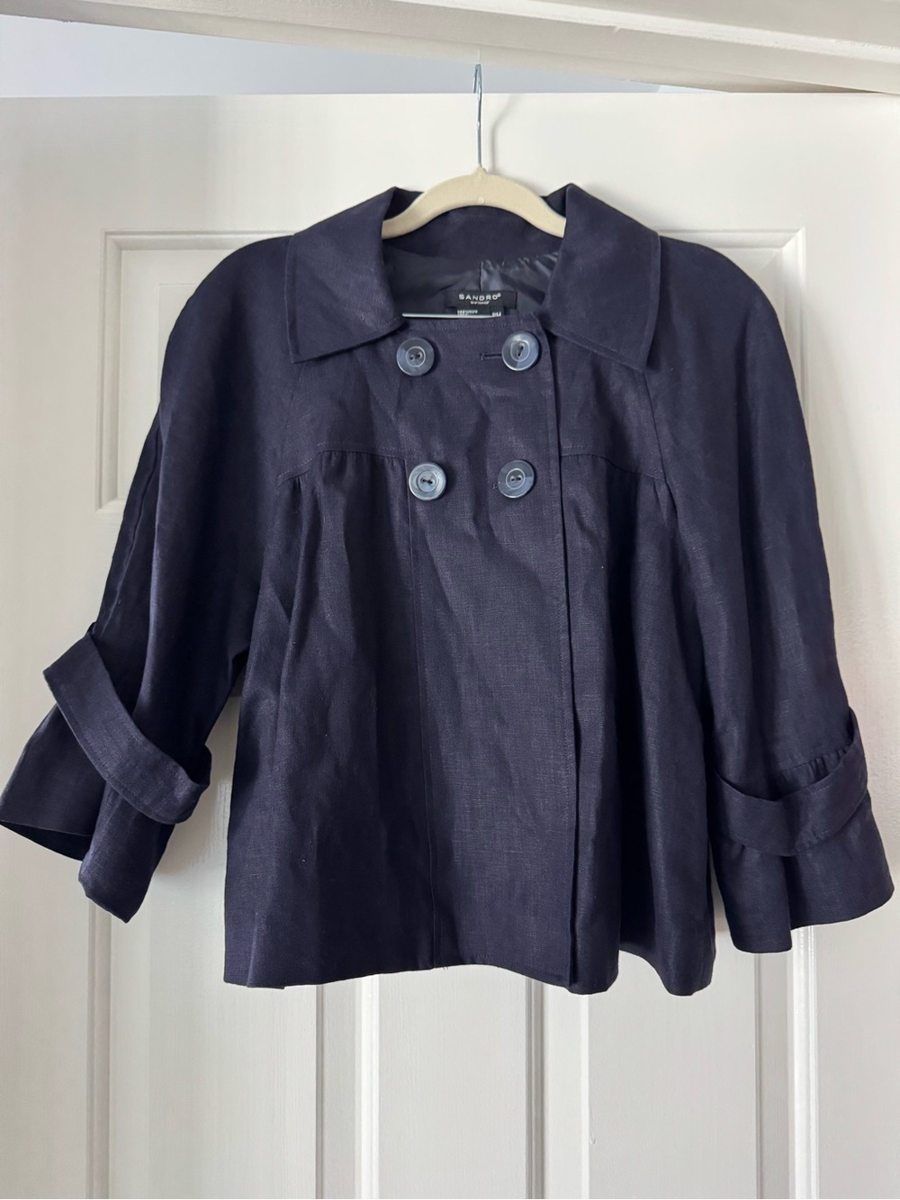 Navy Double-Breasted Short Pea Coat